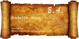 Badalik Anna névjegykártya